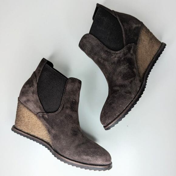 Trask brown suede wedge heel Chelsea boots size 7 - Picture 7 of 9